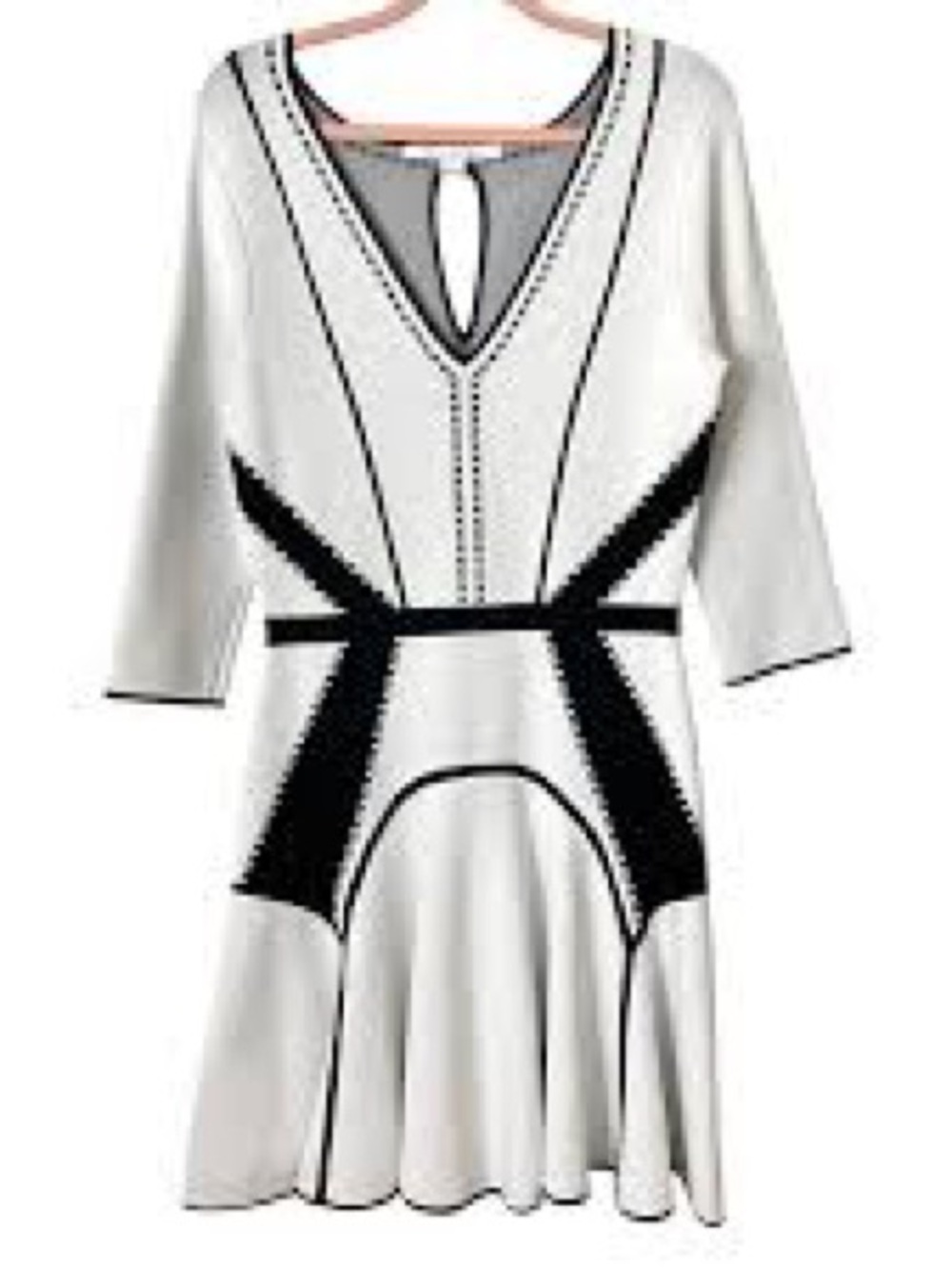 Diane Von Furstenberg White Dress with Black Trim
